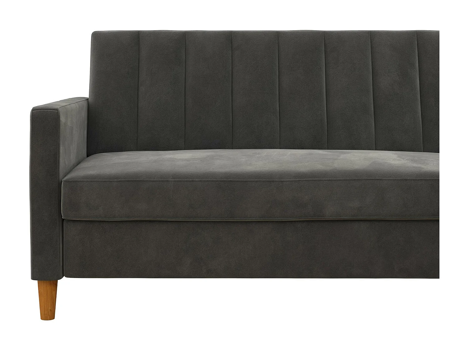 Celine | Canapé lit 3 places avec chaise longue en velours gris foncé