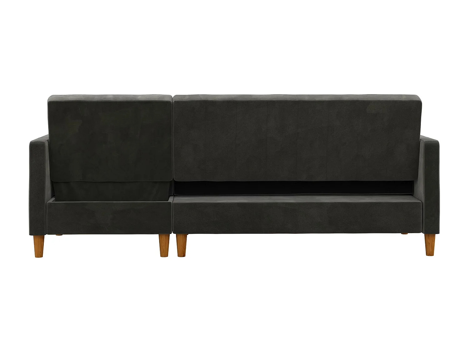 Celine | Canapé lit 3 places avec chaise longue en velours gris foncé