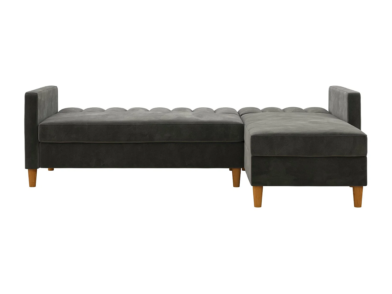 Celine | Canapé lit 3 places avec chaise longue en velours gris foncé