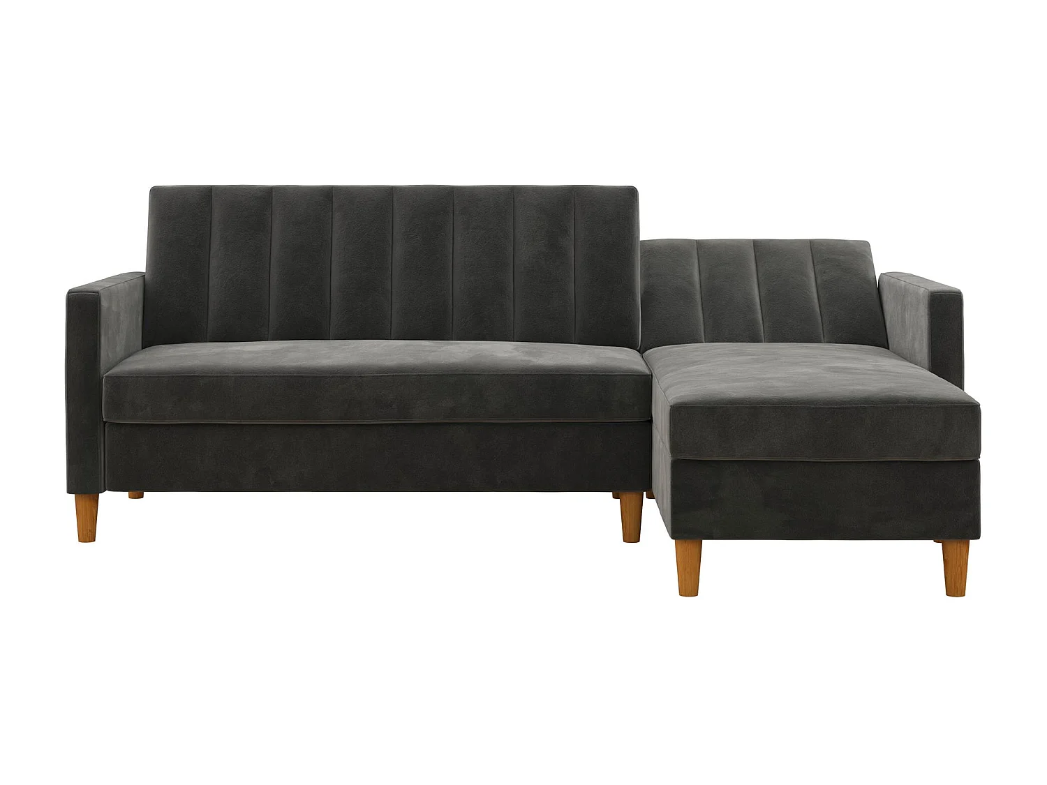 Celine | Canapé lit 3 places avec chaise longue en velours gris foncé