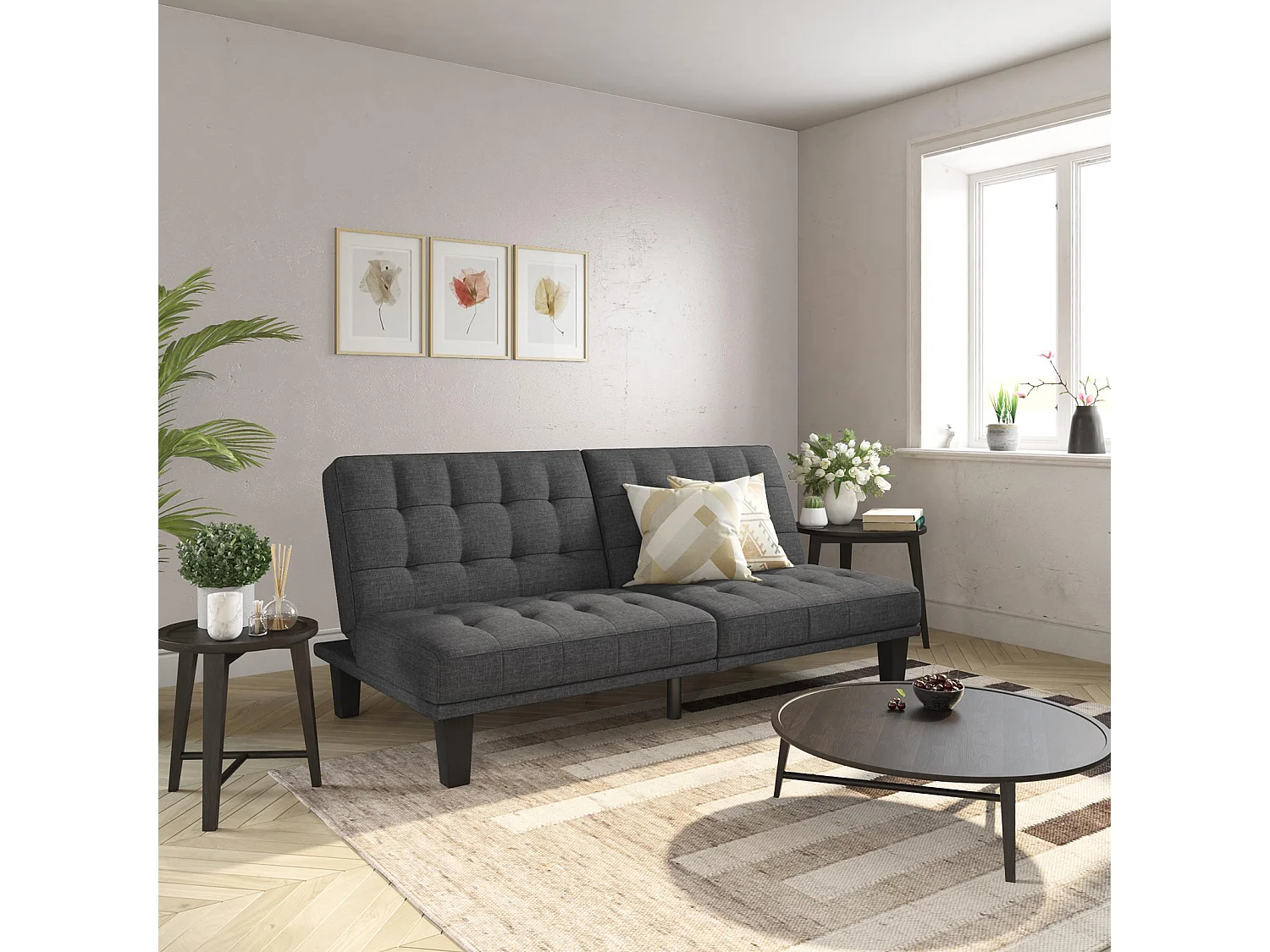 Dexter | Canapé-lit 3 places en gris lin