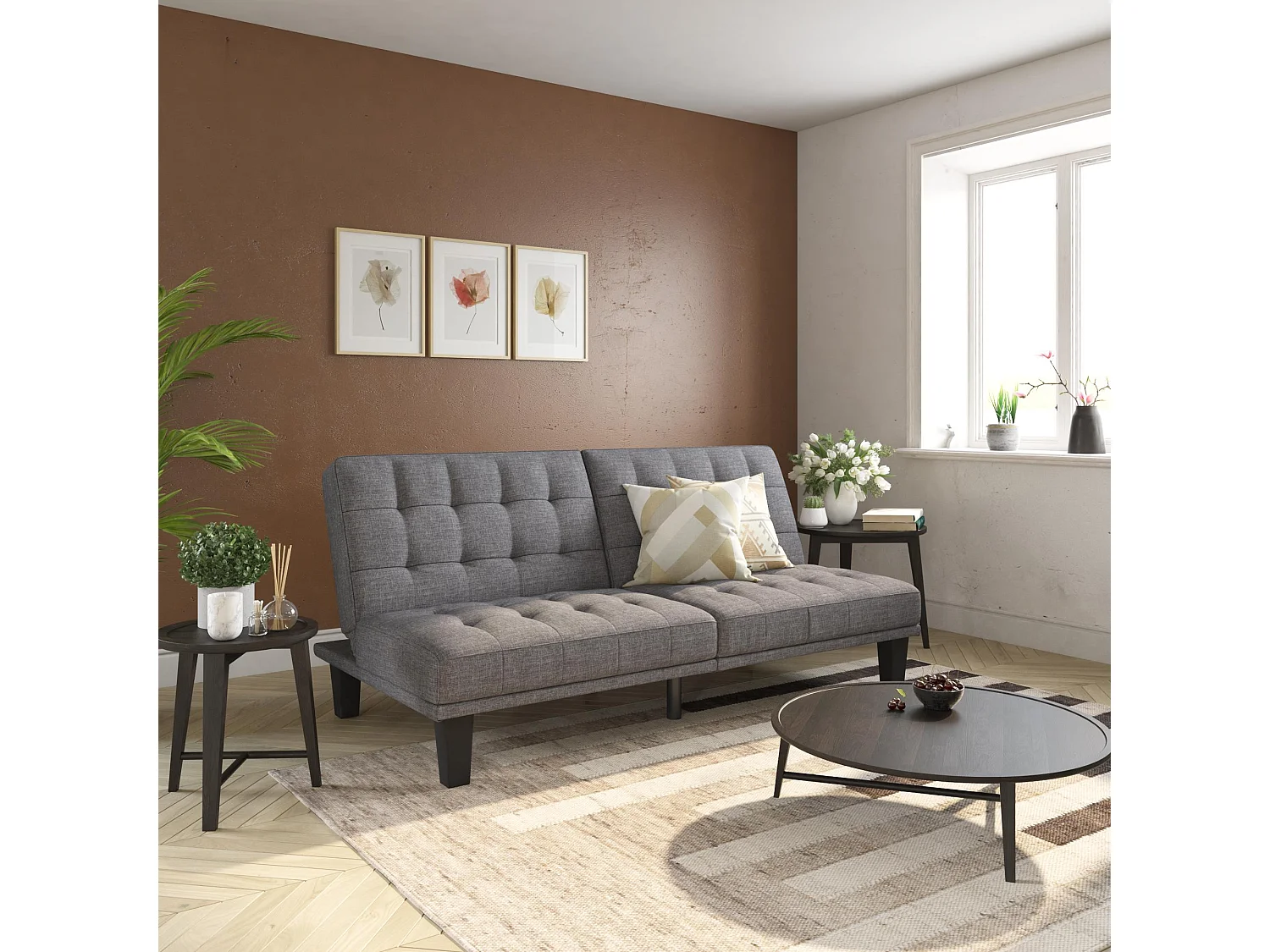 Dexter | Canapé-lit 3 places en gris lin