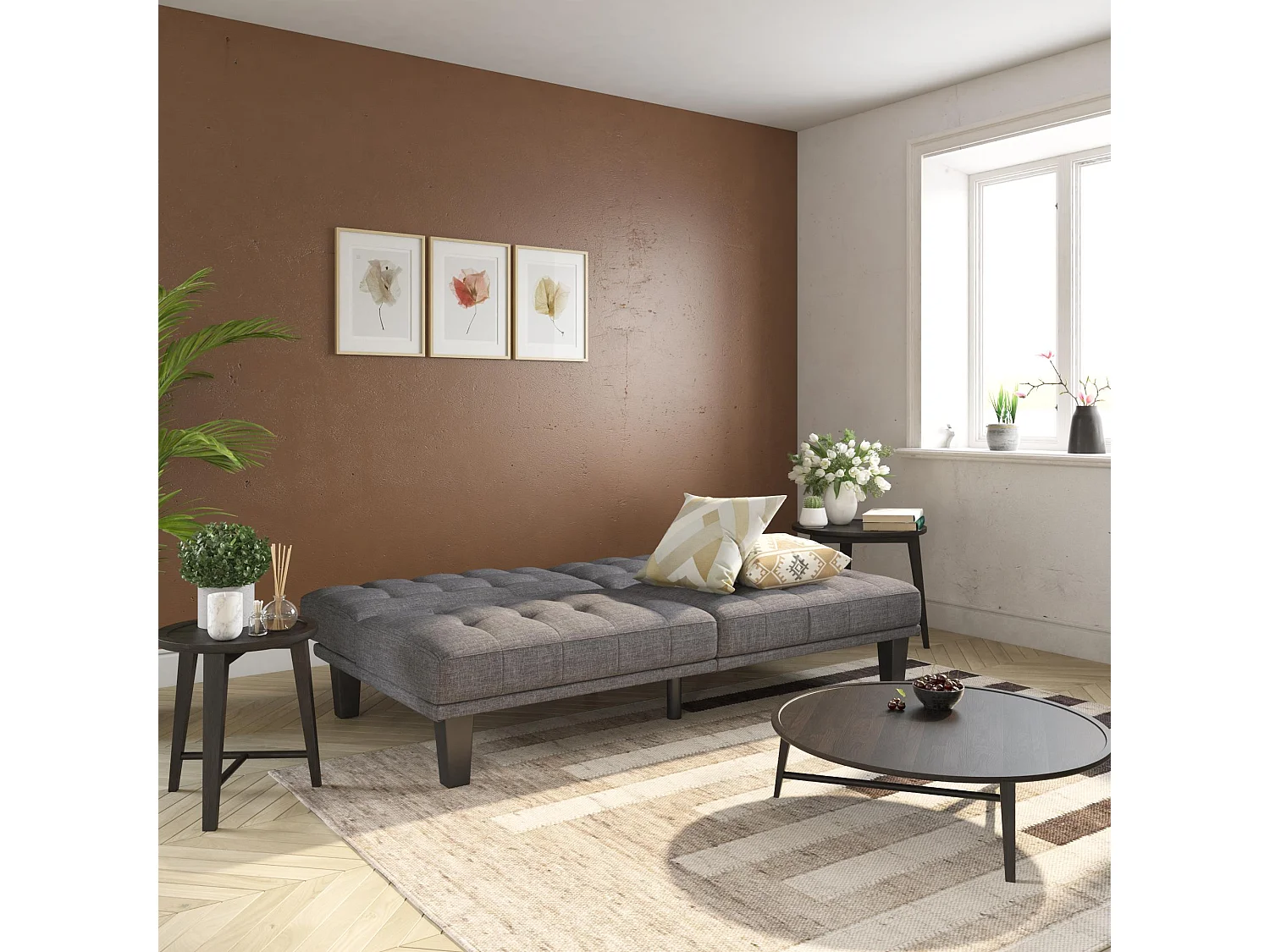 Dexter | Canapé-lit 3 places en gris lin