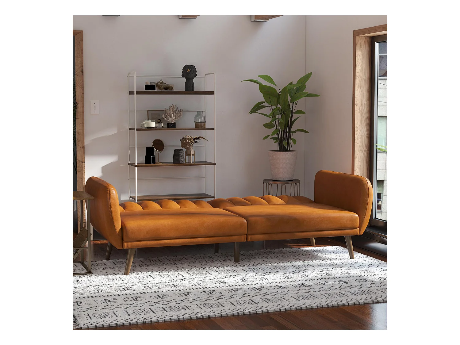 Schlafsofa 3 Sitze in Kunstleder Camel