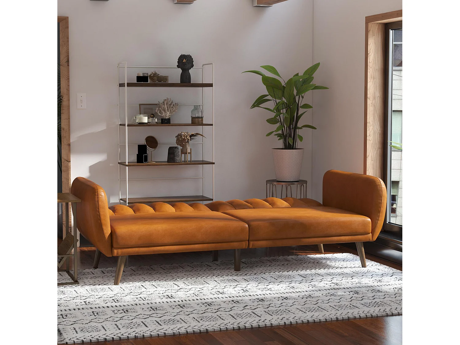 Schlafsofa 3 Sitze in Kunstleder Camel