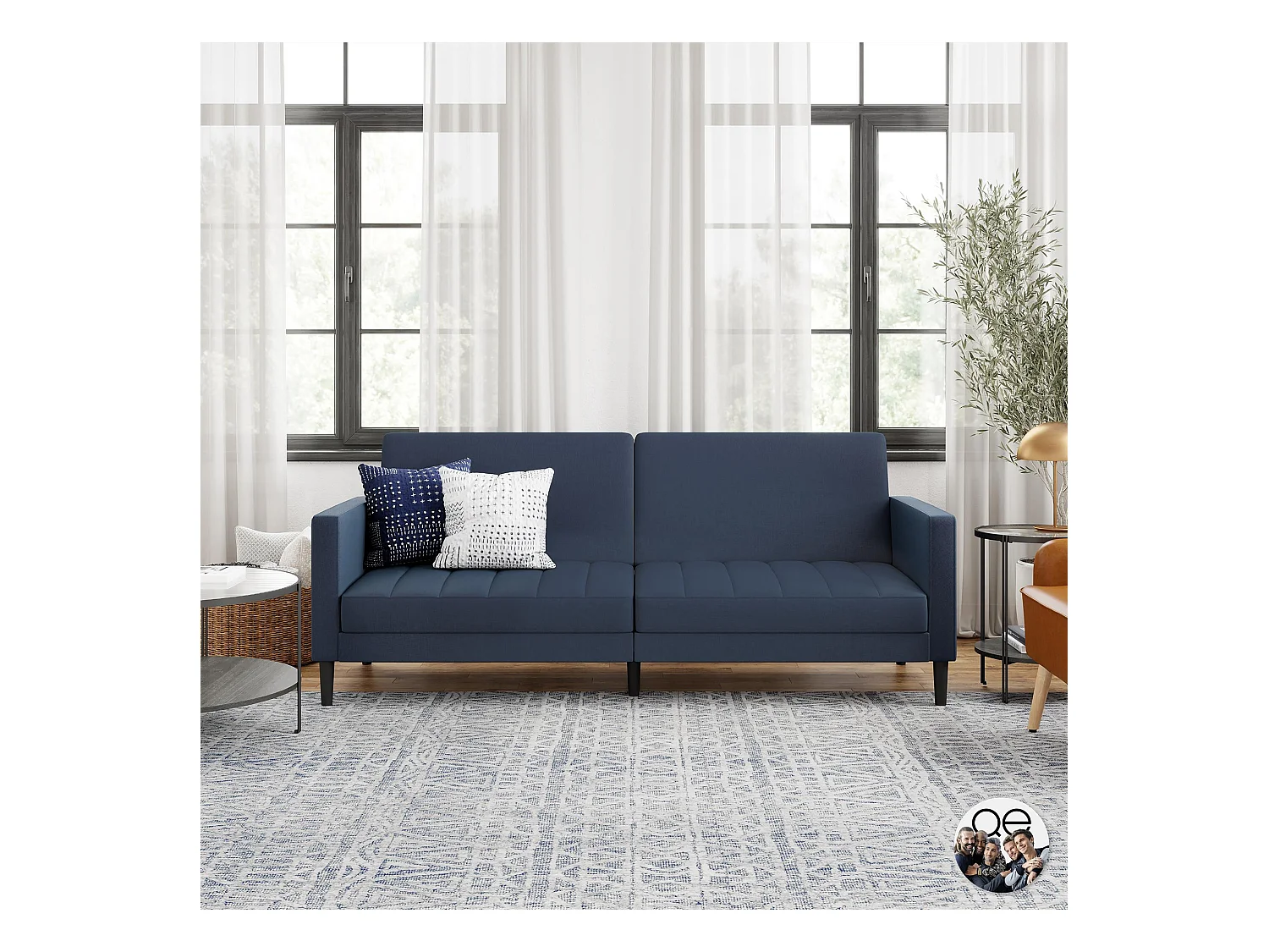 Divano 3 posti in tessuto Navy