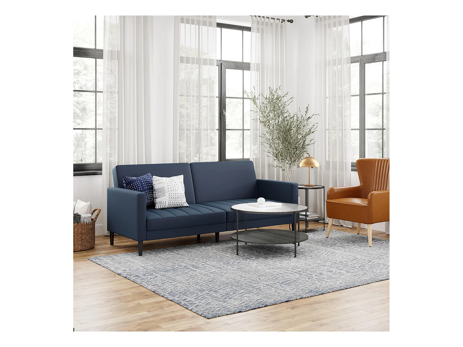 Divano 3 posti in tessuto Navy