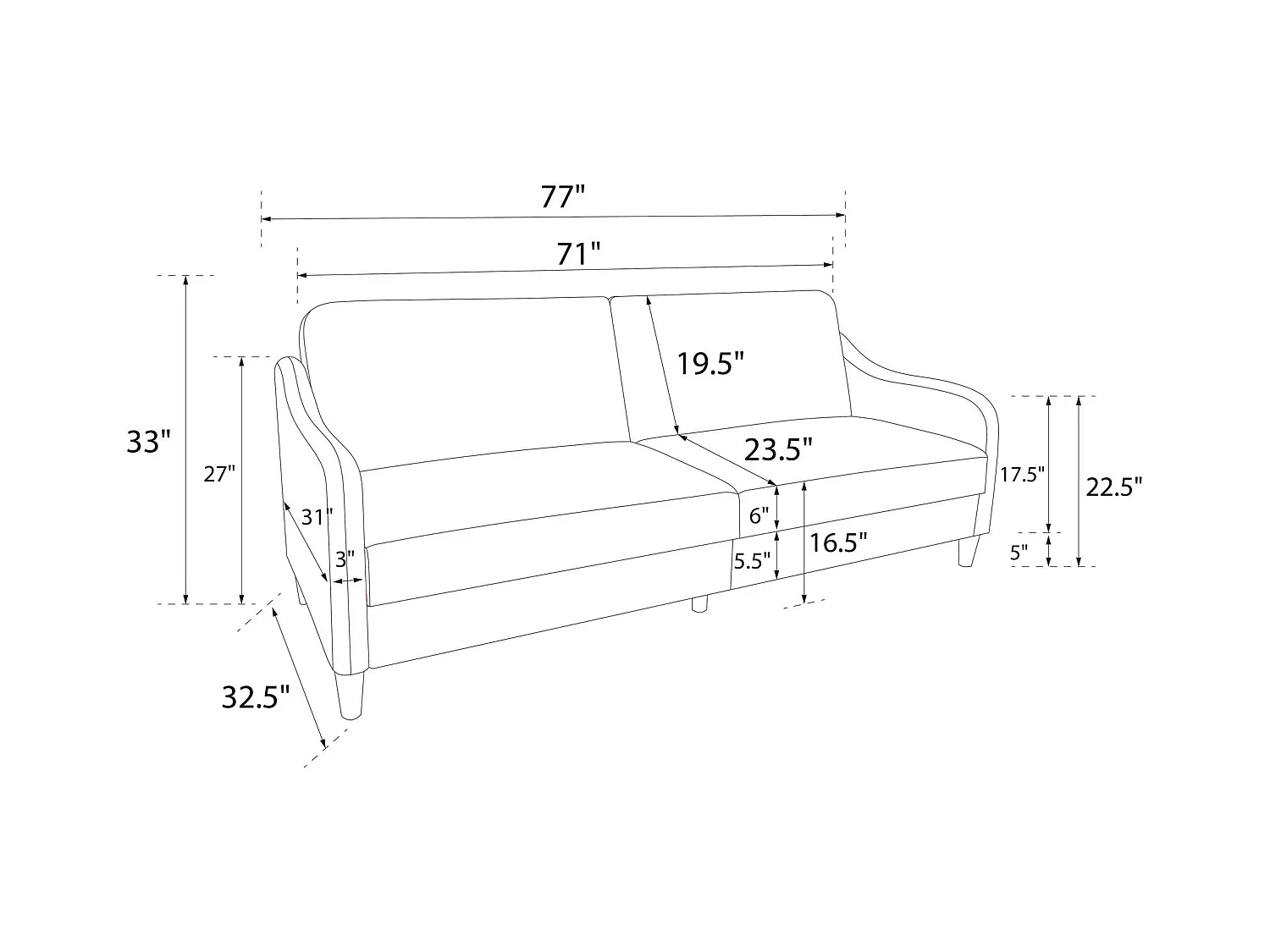 Jasper | Canapé-lit 3 places en gris lin