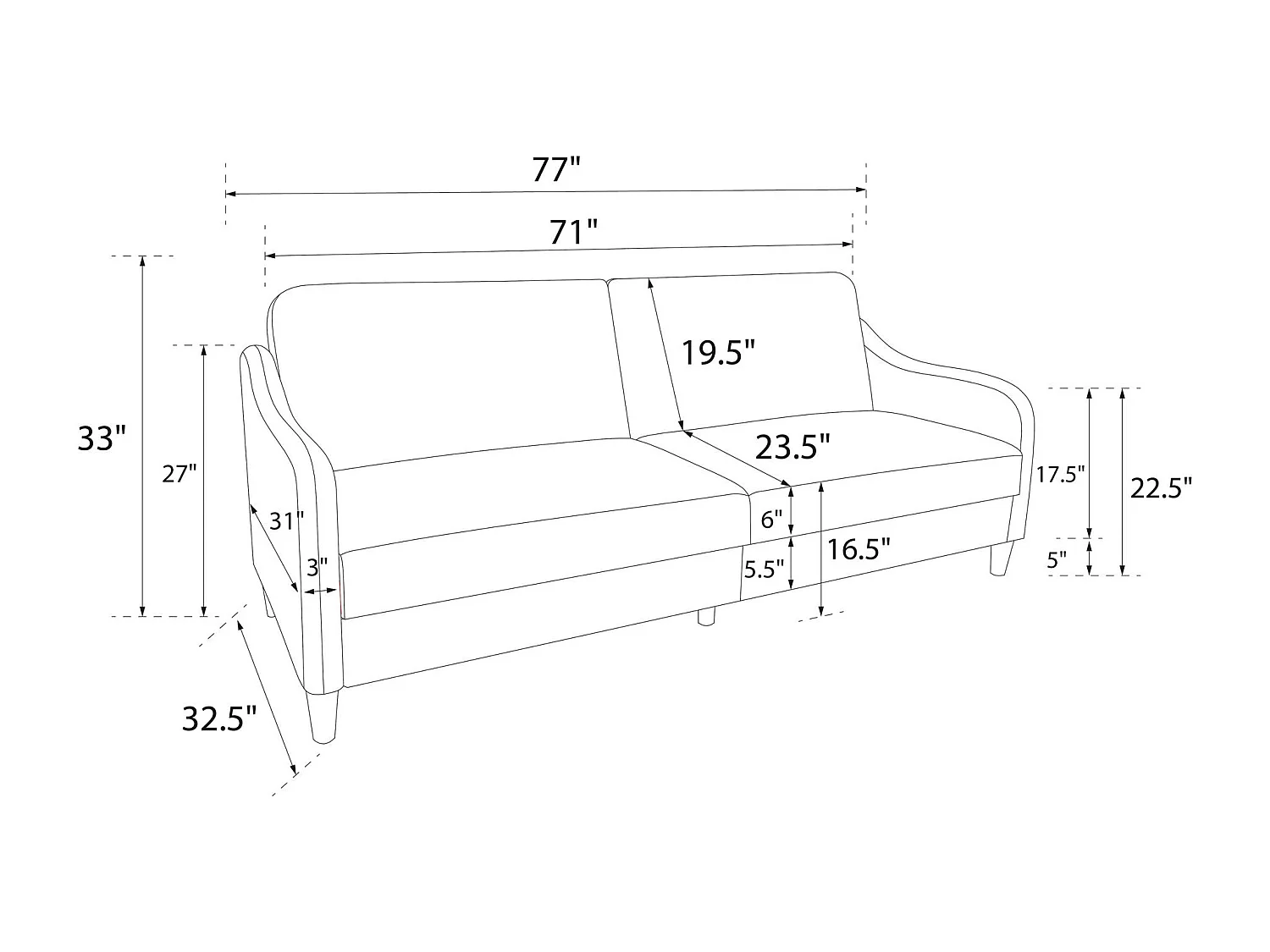 Jasper | Canapé-lit 3 places en gris lin