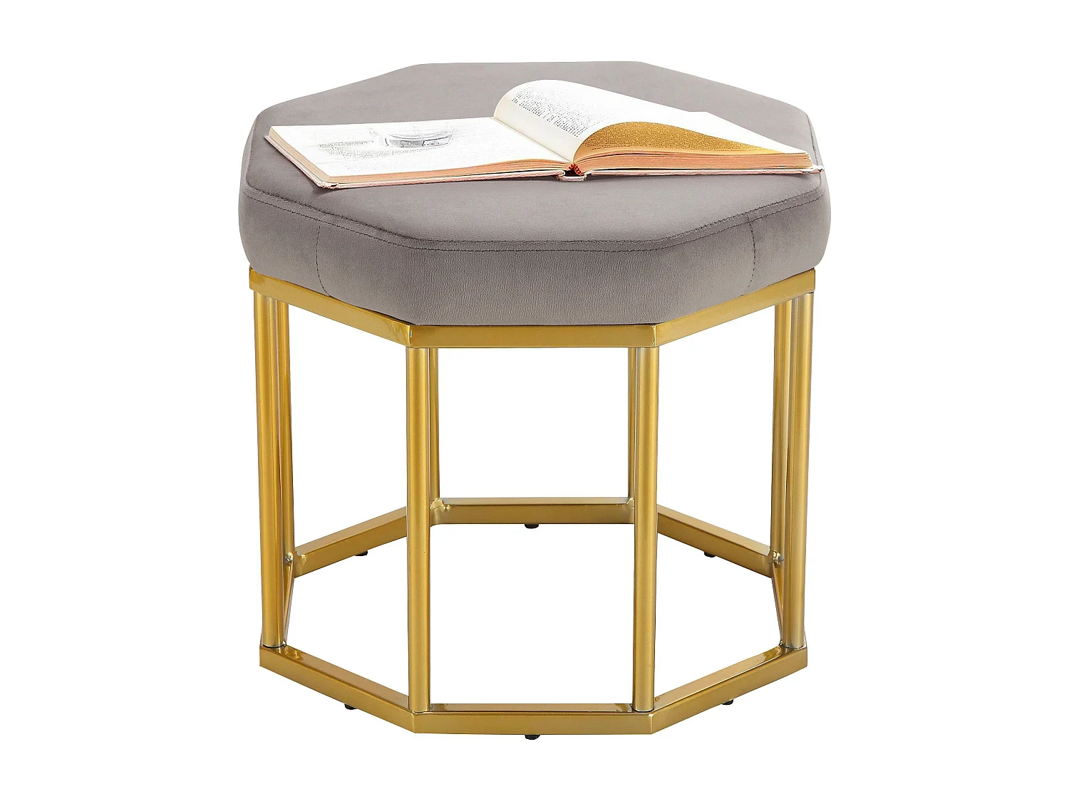 Ayda | Tabouret en velours gris