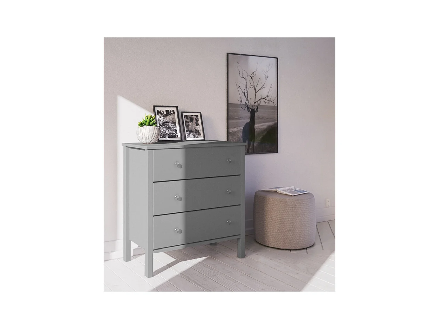 Tico | Table de nuit avec 1 tiroir et 1 porte en Marron clair