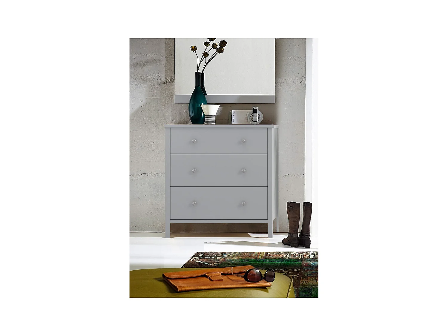 Tico | Table de nuit avec 1 tiroir et 1 porte en Marron clair