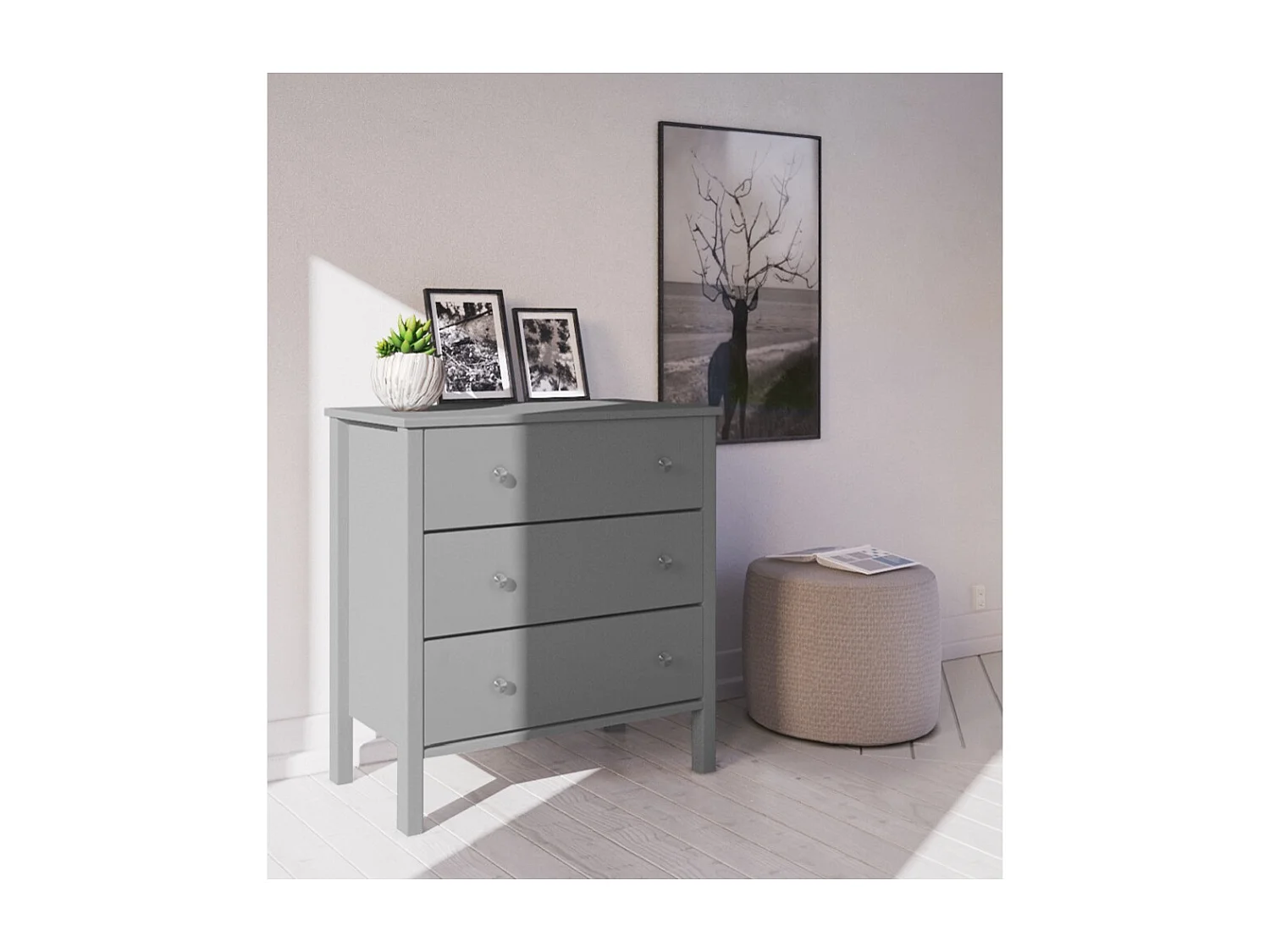 Cómoda 3 Cajones Gris