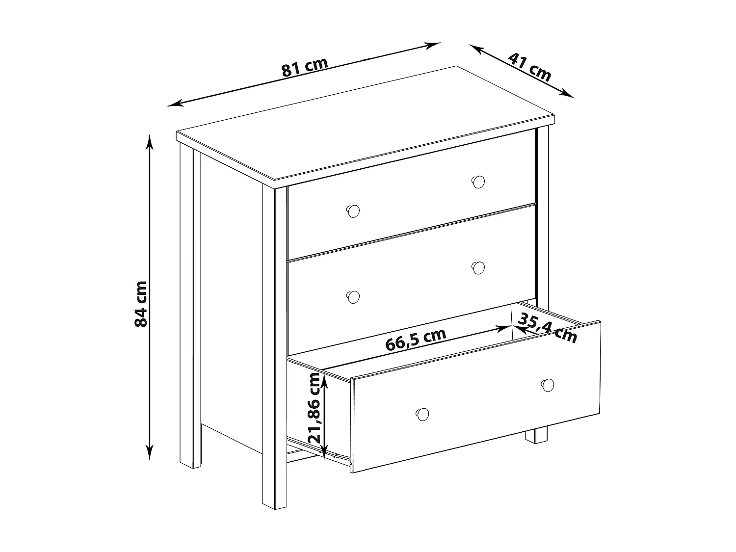 Kommode 3 Schubladen Grau