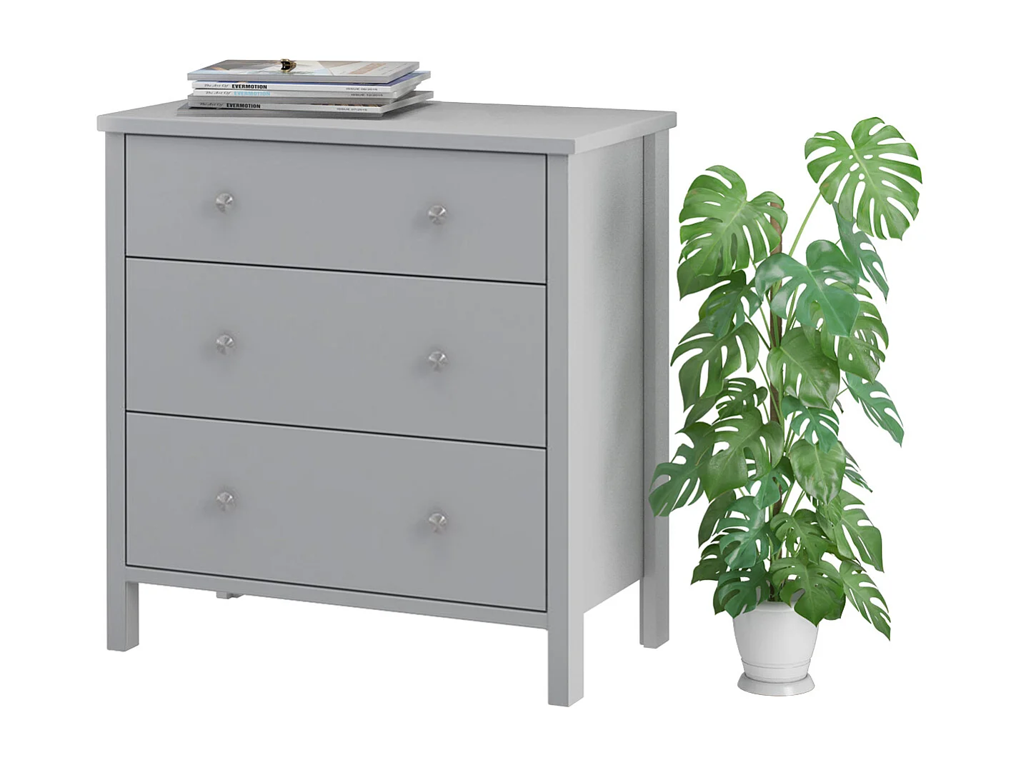 Kommode 3 Schubladen Grau