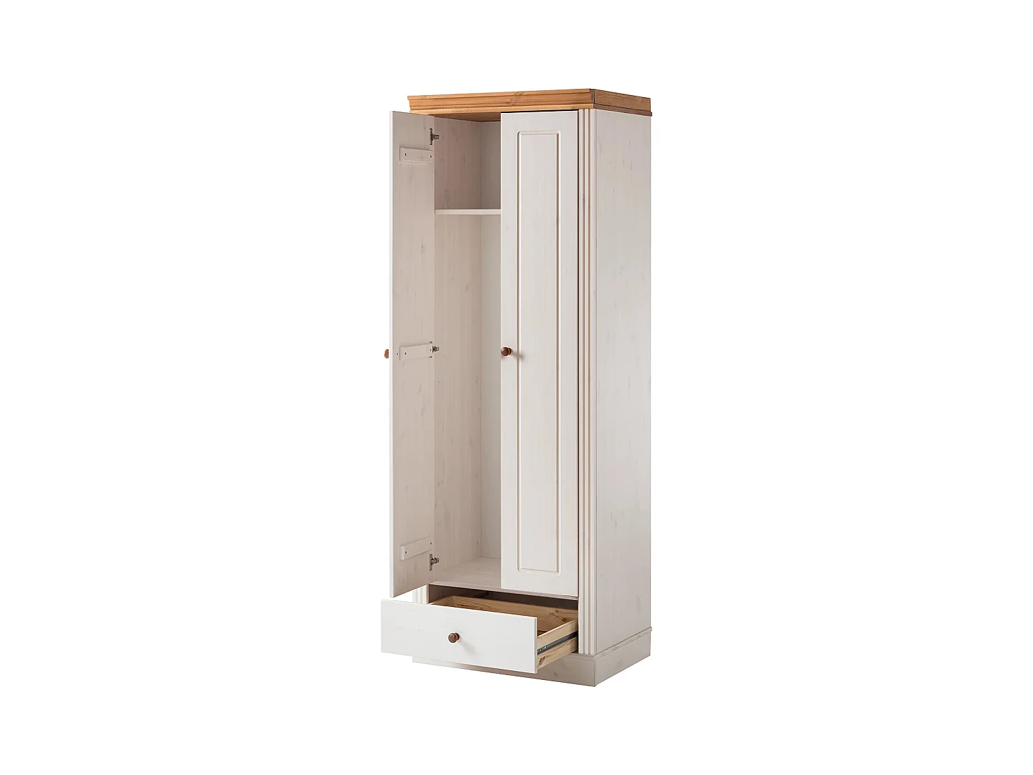 Anita | Armoire avec 2 portes et 1 tiroir en pin blanc