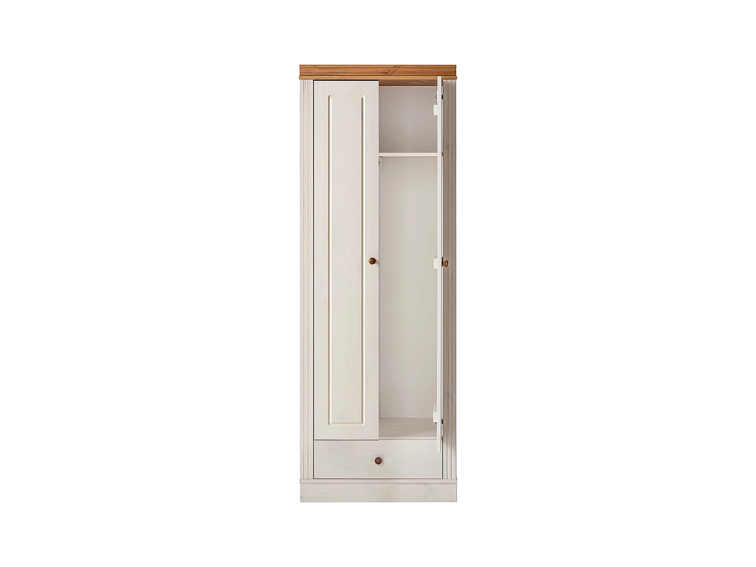 Anita | Armoire avec 2 portes et 1 tiroir en pin blanc