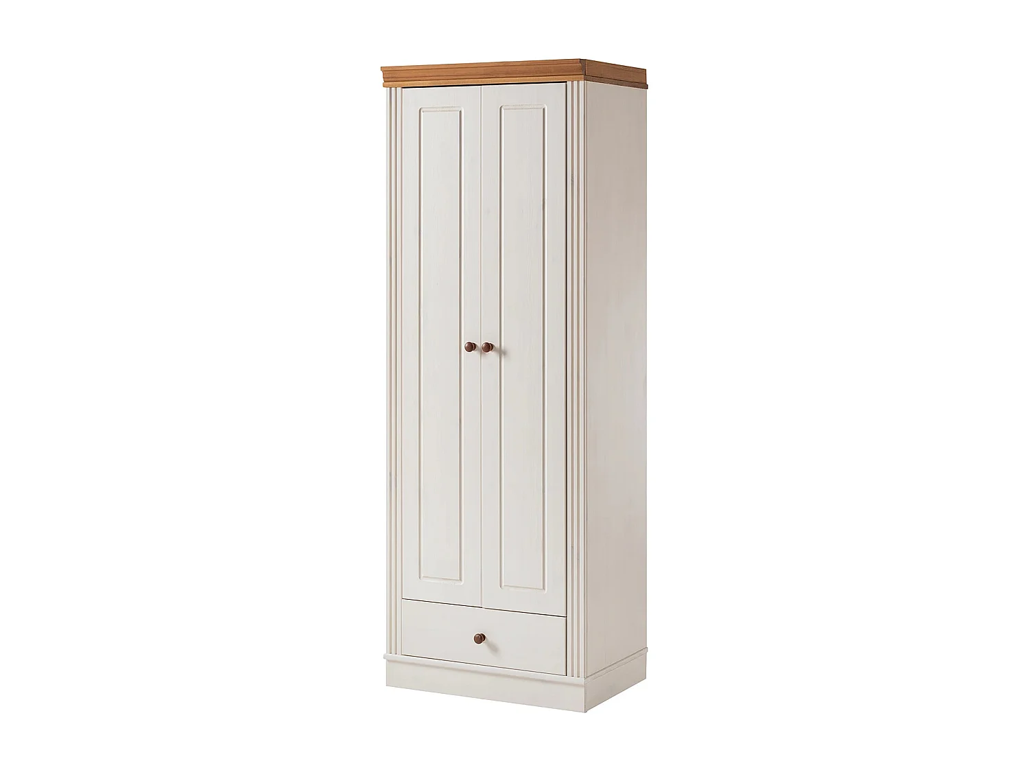 Anita | Armoire avec 2 portes et 1 tiroir en pin blanc