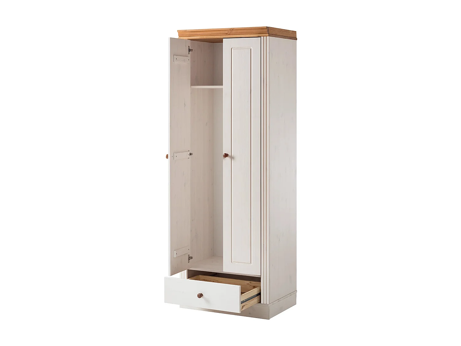 Anita | Armoire avec 2 portes et 1 tiroir en pin blanc