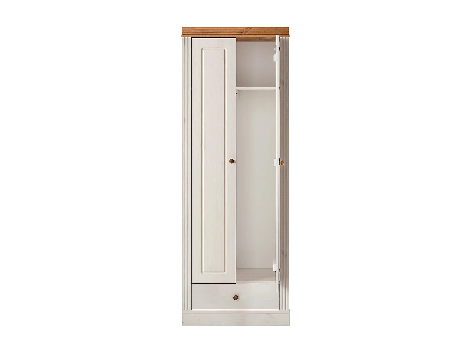 Anita | Armoire avec 2 portes et 1 tiroir en pin blanc