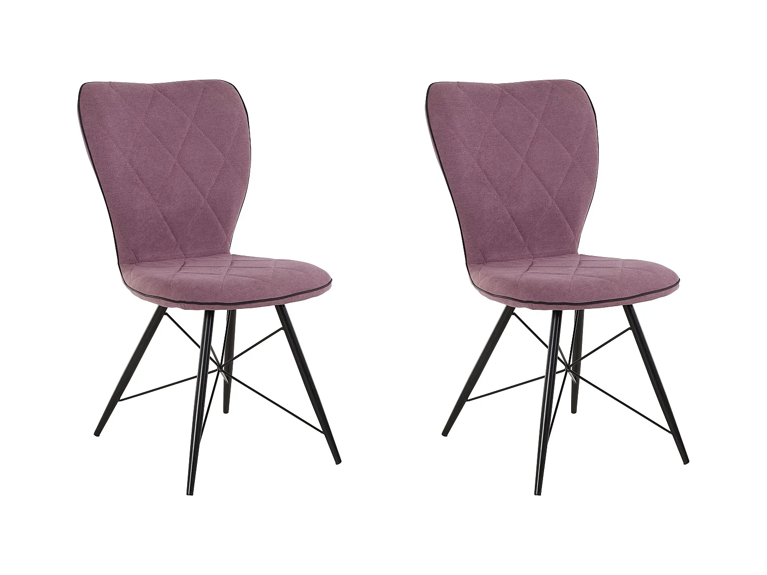 Viola | Fauteuil de salle à manger en velours violet, 2 pièces