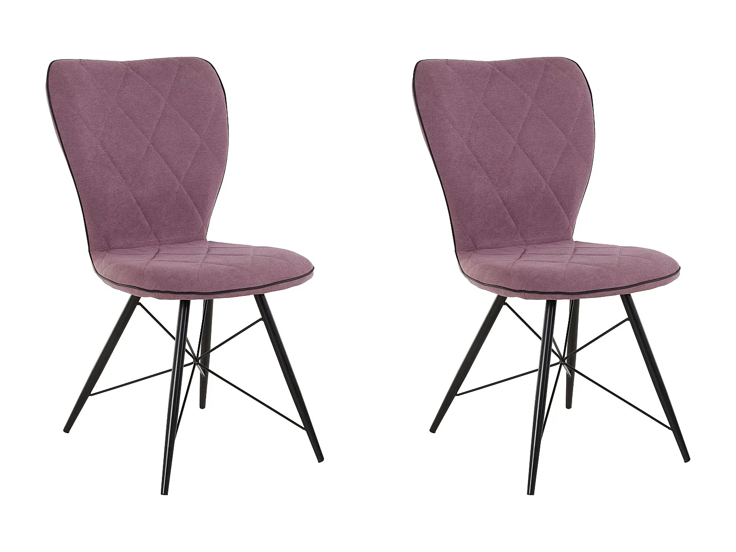Viola | Fauteuil de salle à manger en velours violet, 2 pièces