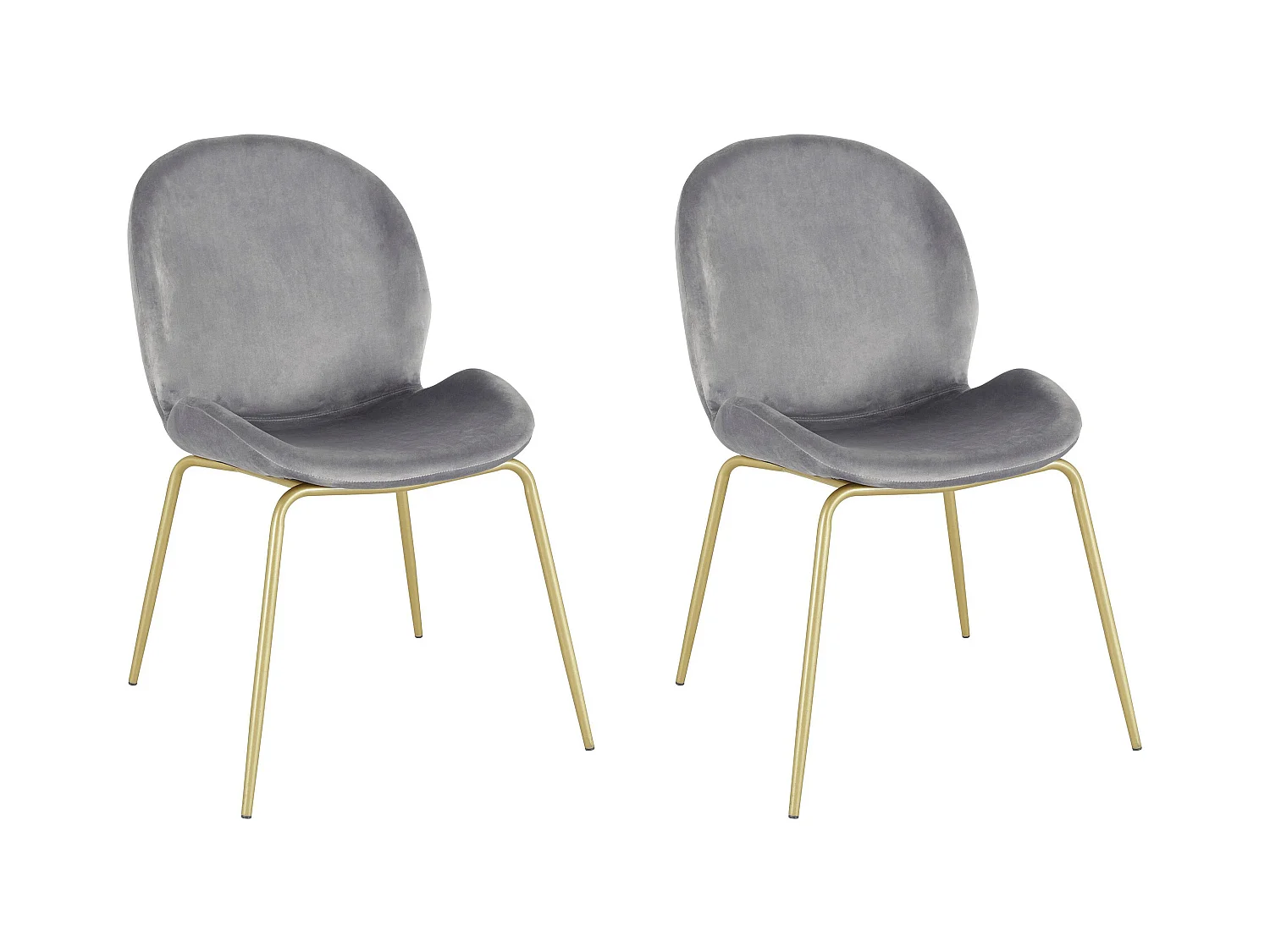 Rafael | Stoel in grijs velours / messing, 2-pak