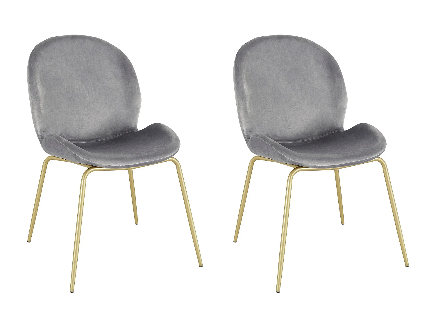 Rafael | Chaise en velours gris / laiton, 2 pièces