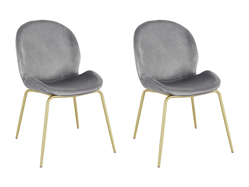 Rafael | Chaise en velours gris / laiton, 2 pièces
