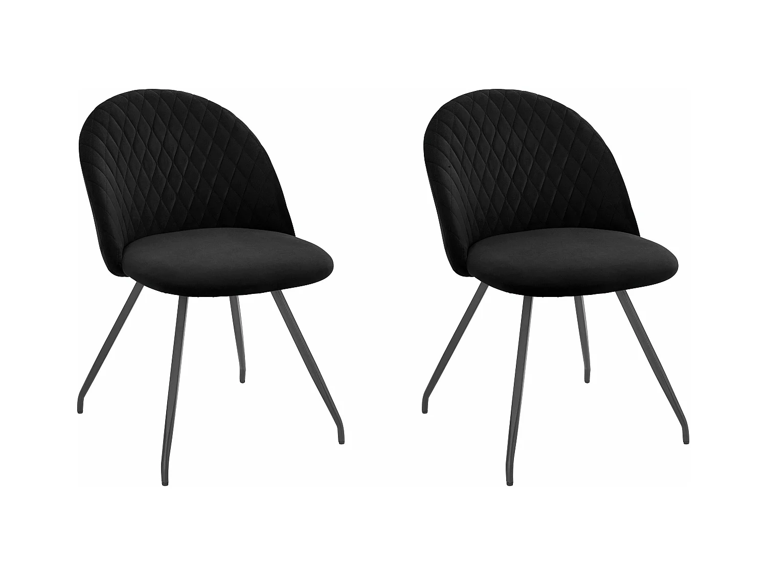 Emma | Fauteuil de salle à manger en velours noir, 2 pièces