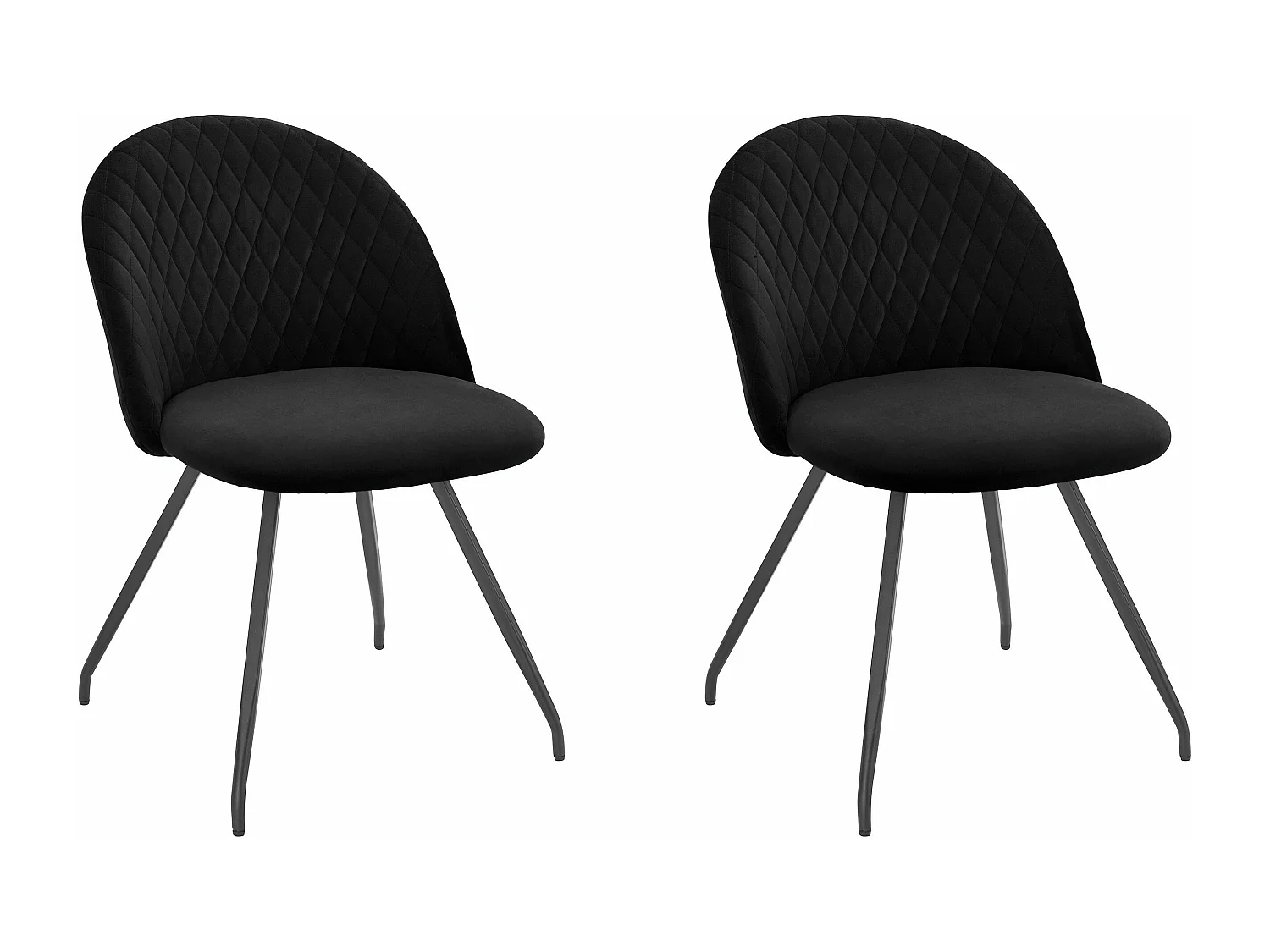 Emma | Fauteuil de salle à manger en velours noir, 2 pièces