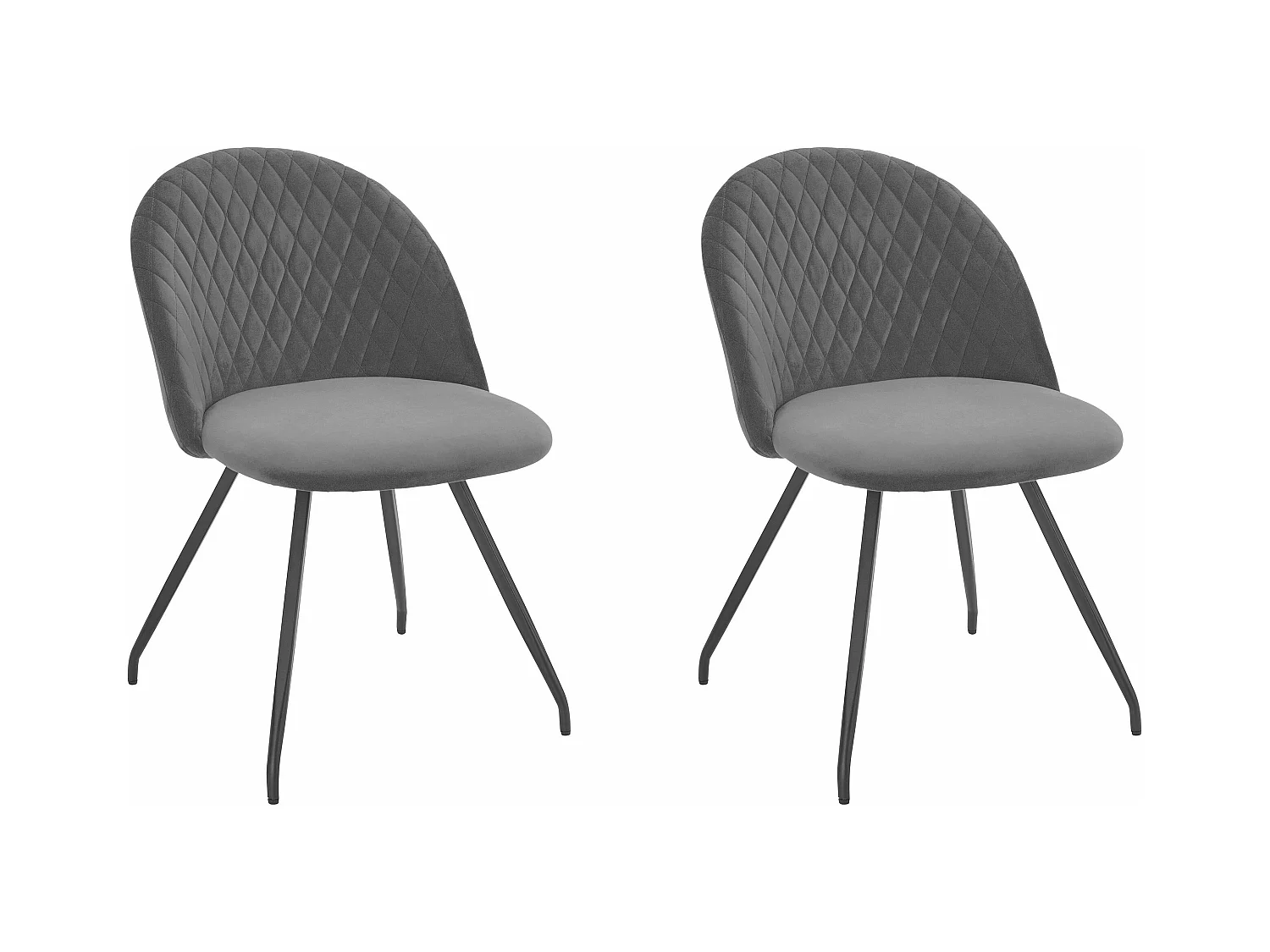 Emma | Eetkamerstoel in grijs fluweel, 2 Pak