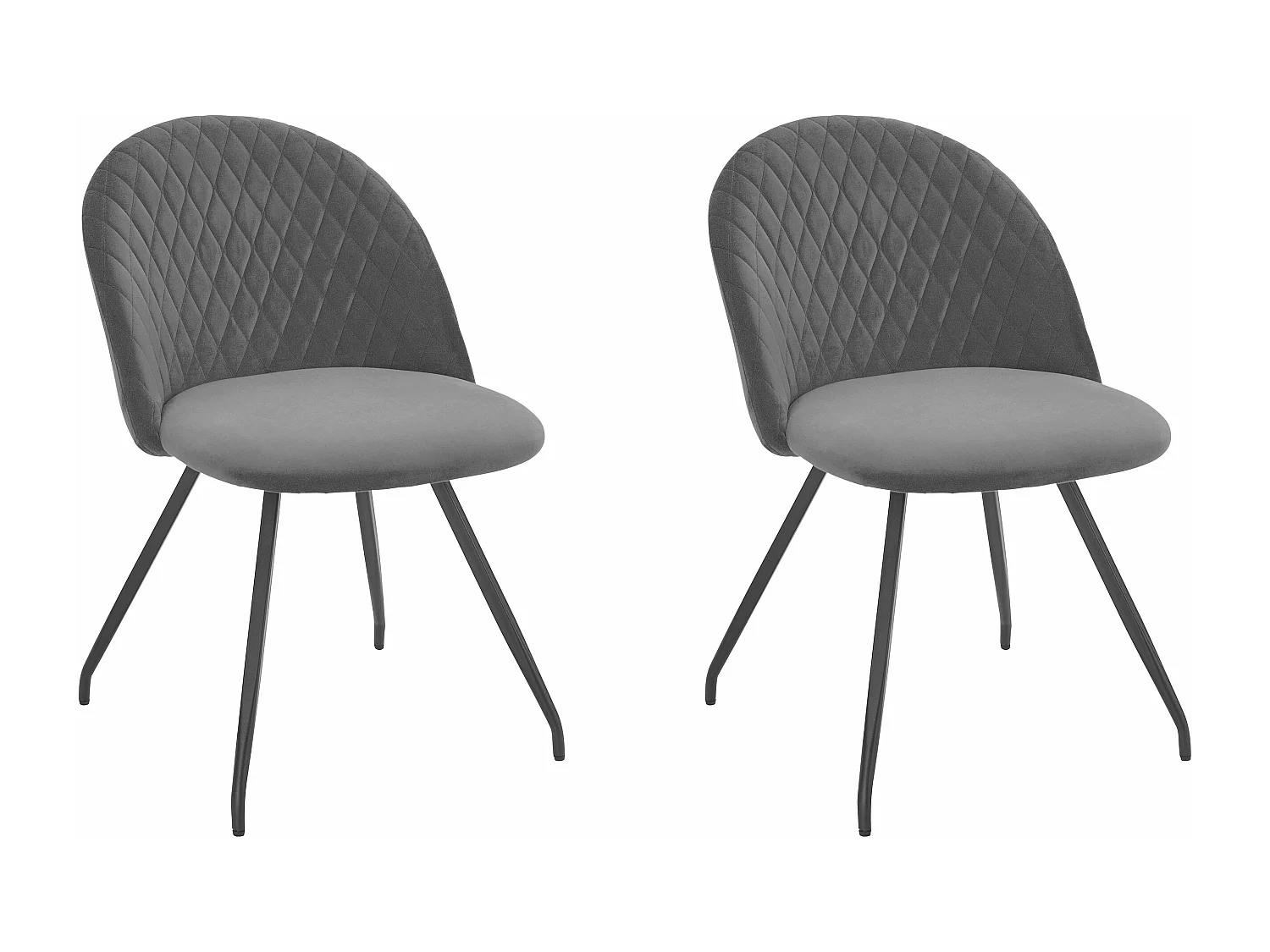 Emma | Fauteuil de salle à manger en velours gris, 2 pièces