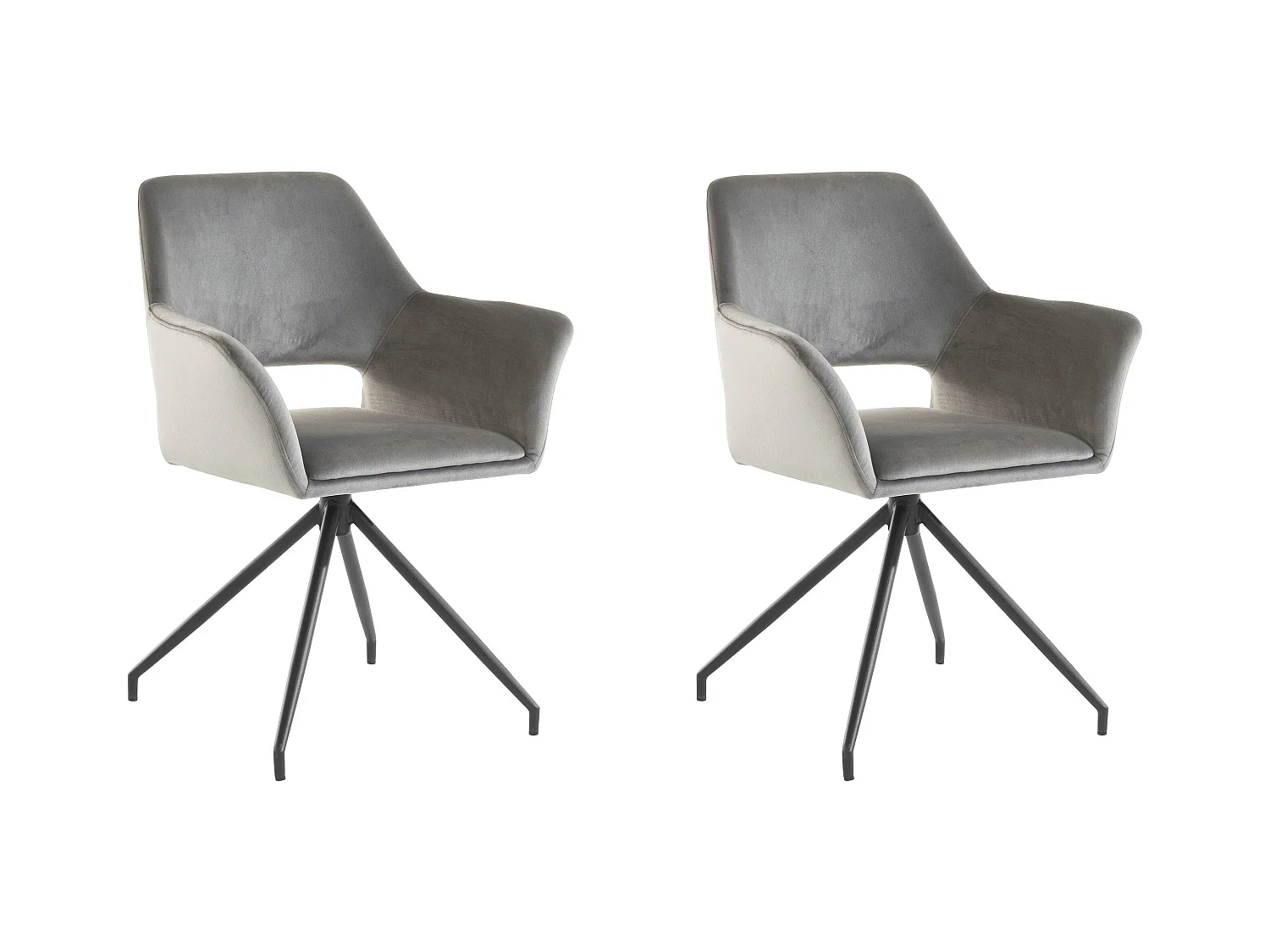 Vera | Fauteuil in grijs velours, 2 Pak