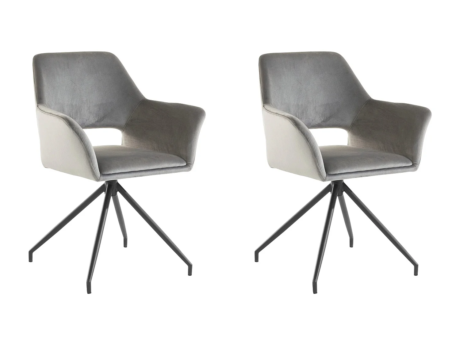 Vera | Fauteuil en velours gris, 2 pièces