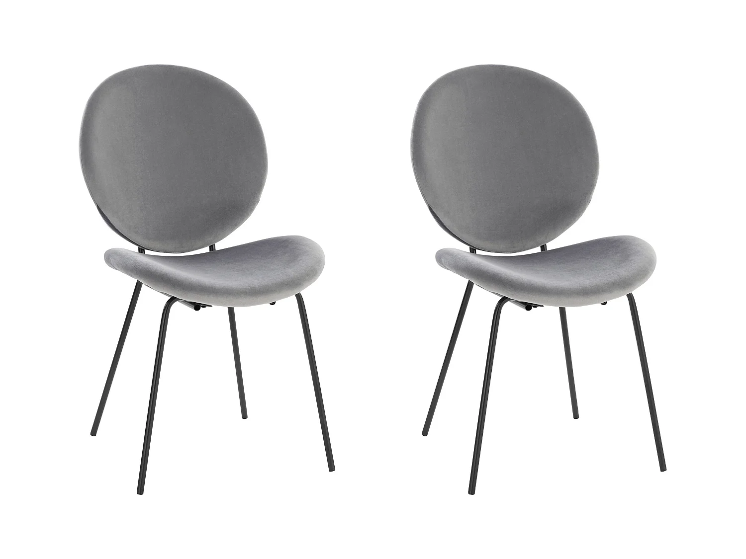 Clive | Chaise en velours gris / Noir, paquet de 2