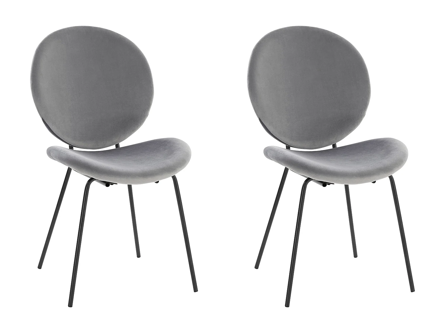 Clive | Chaise en velours gris / Noir, paquet de 2