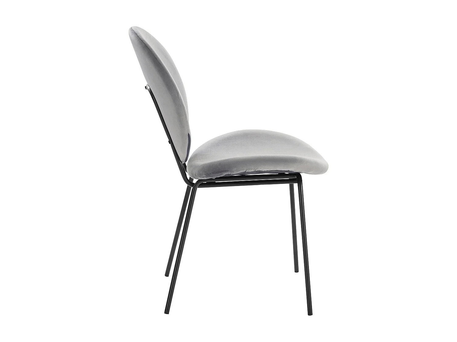 Clive | Chaise en velours gris / Noir, paquet de 2