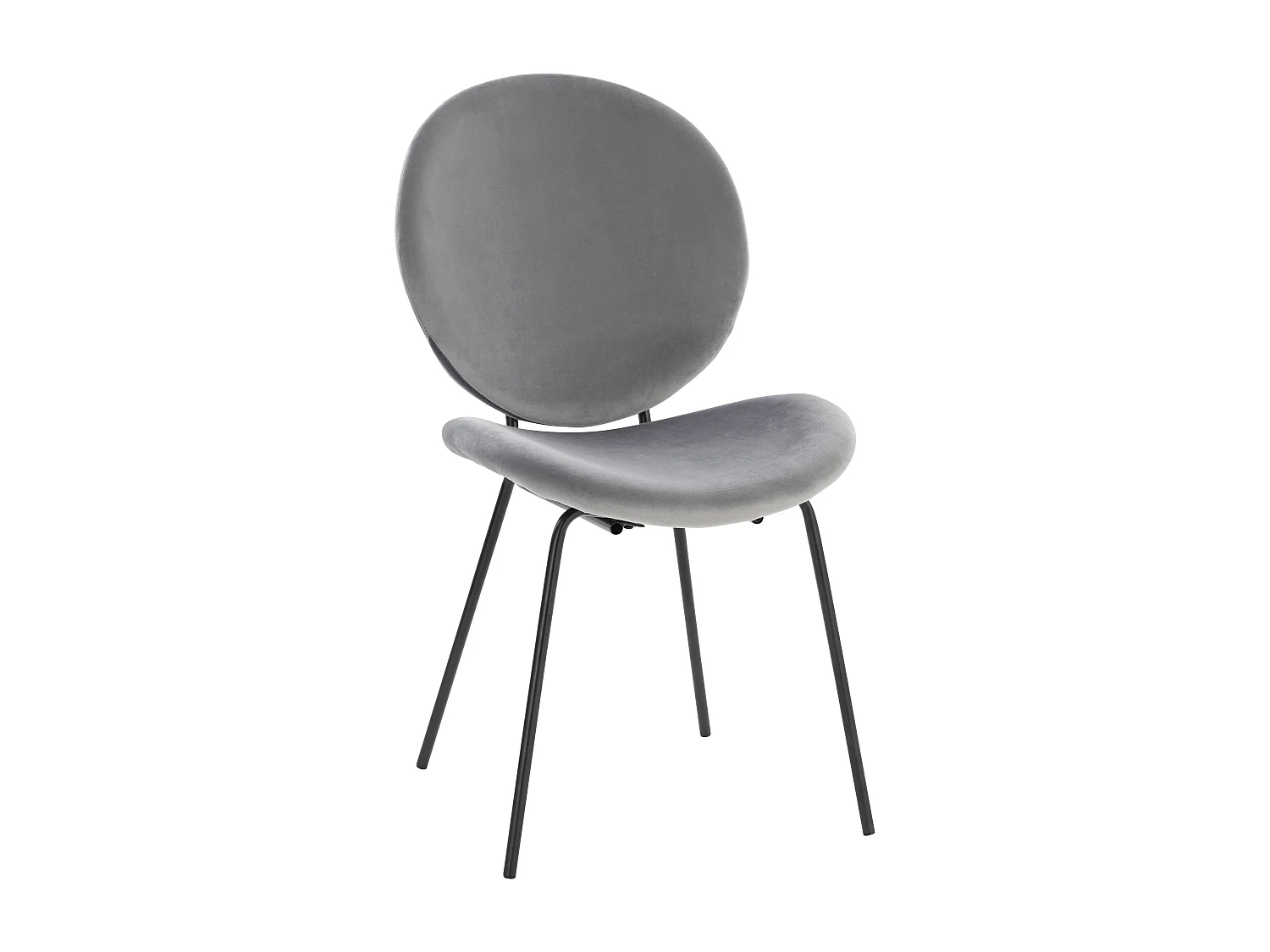 Clive | Chaise en velours gris / Noir, paquet de 2