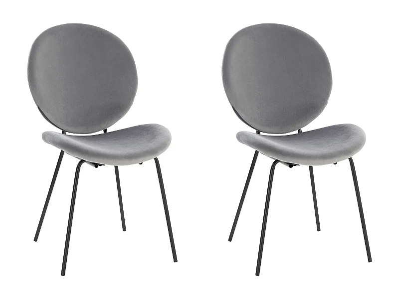 Clive | Chaise en velours gris / Noir, paquet de 2