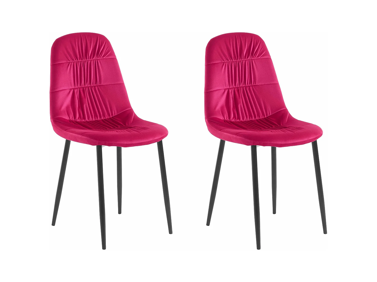 Joel | Fauteuil de salle à manger en velours rose/pieds noirs, 2 Pack