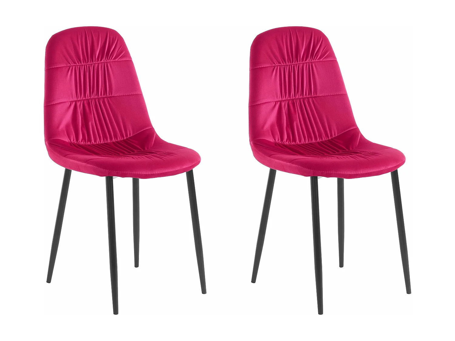Joel | Fauteuil de salle à manger en velours rose/pieds noirs, 2 Pack