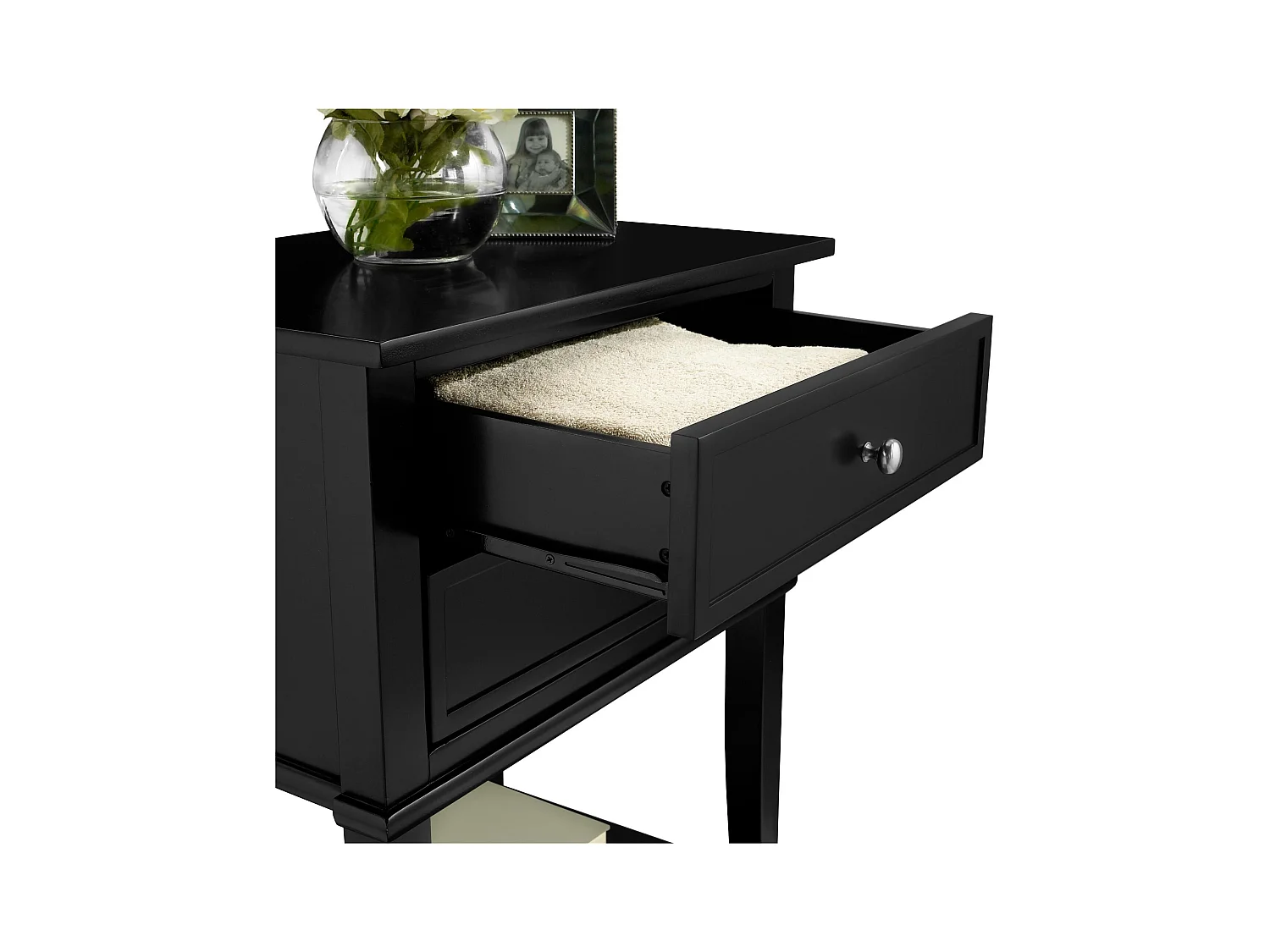 Mesa de centro 2 cajones en MDF negro