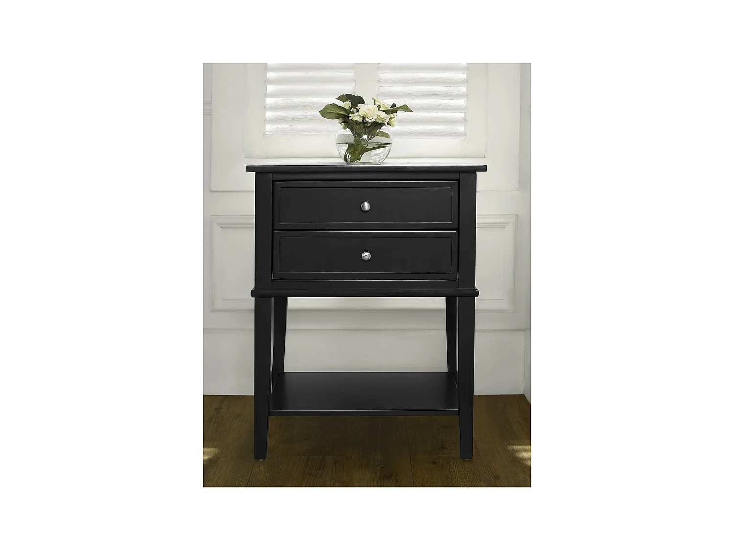 Mesa de centro 2 cajones en MDF negro