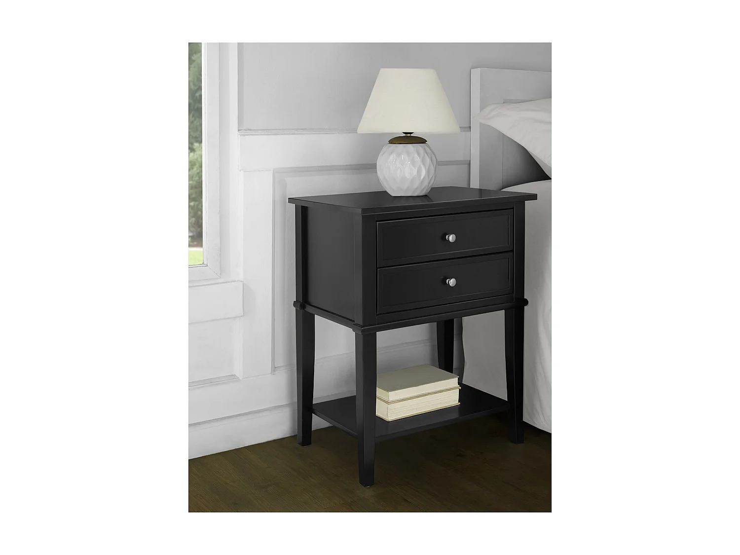 Mesa de centro 2 cajones en MDF negro