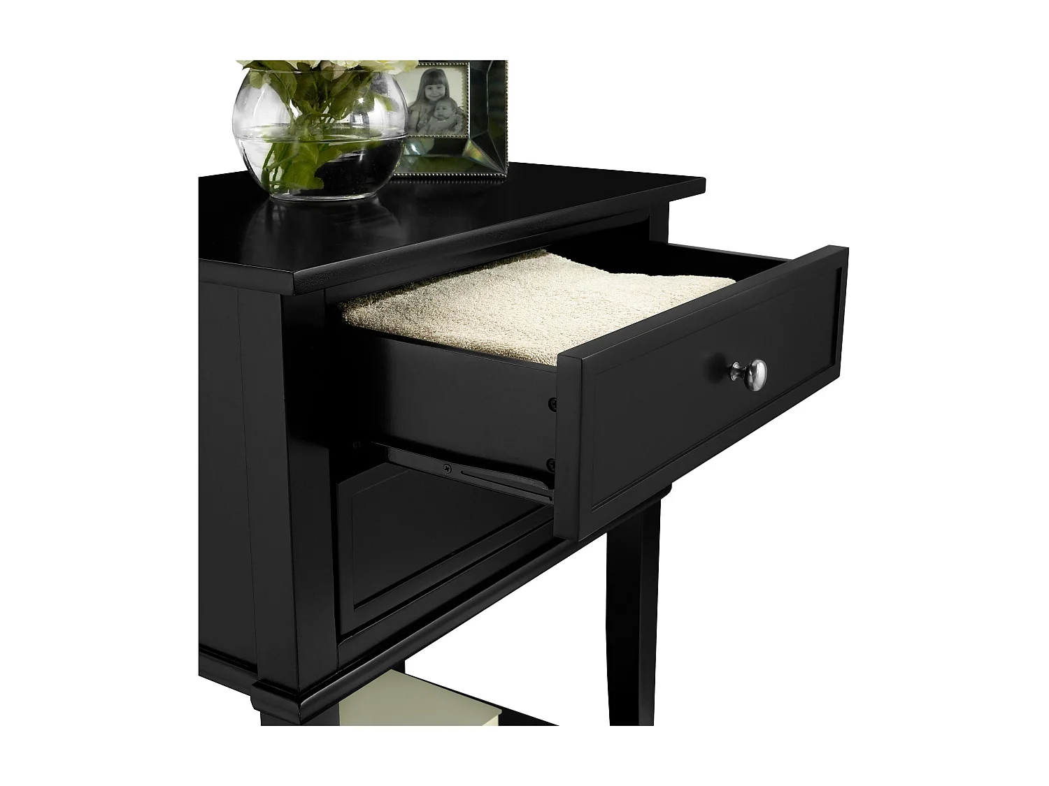 Mesa de centro 2 cajones en MDF negro