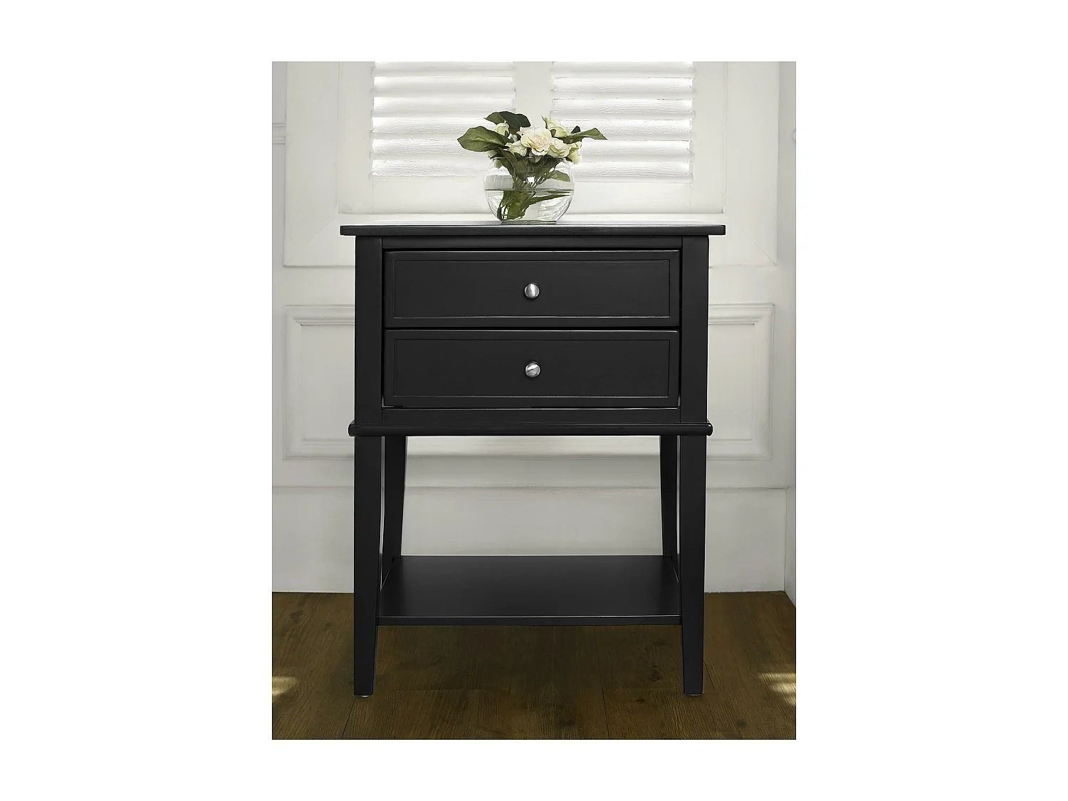 Mesa de centro 2 cajones en MDF negro