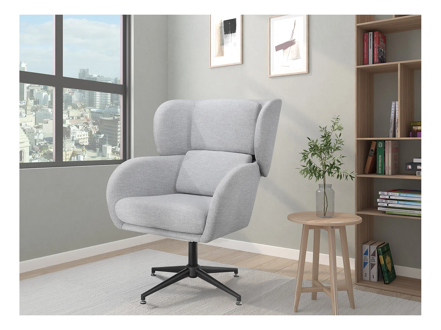 Vanessa-Bureaustoel in fluweel lichtgrijs