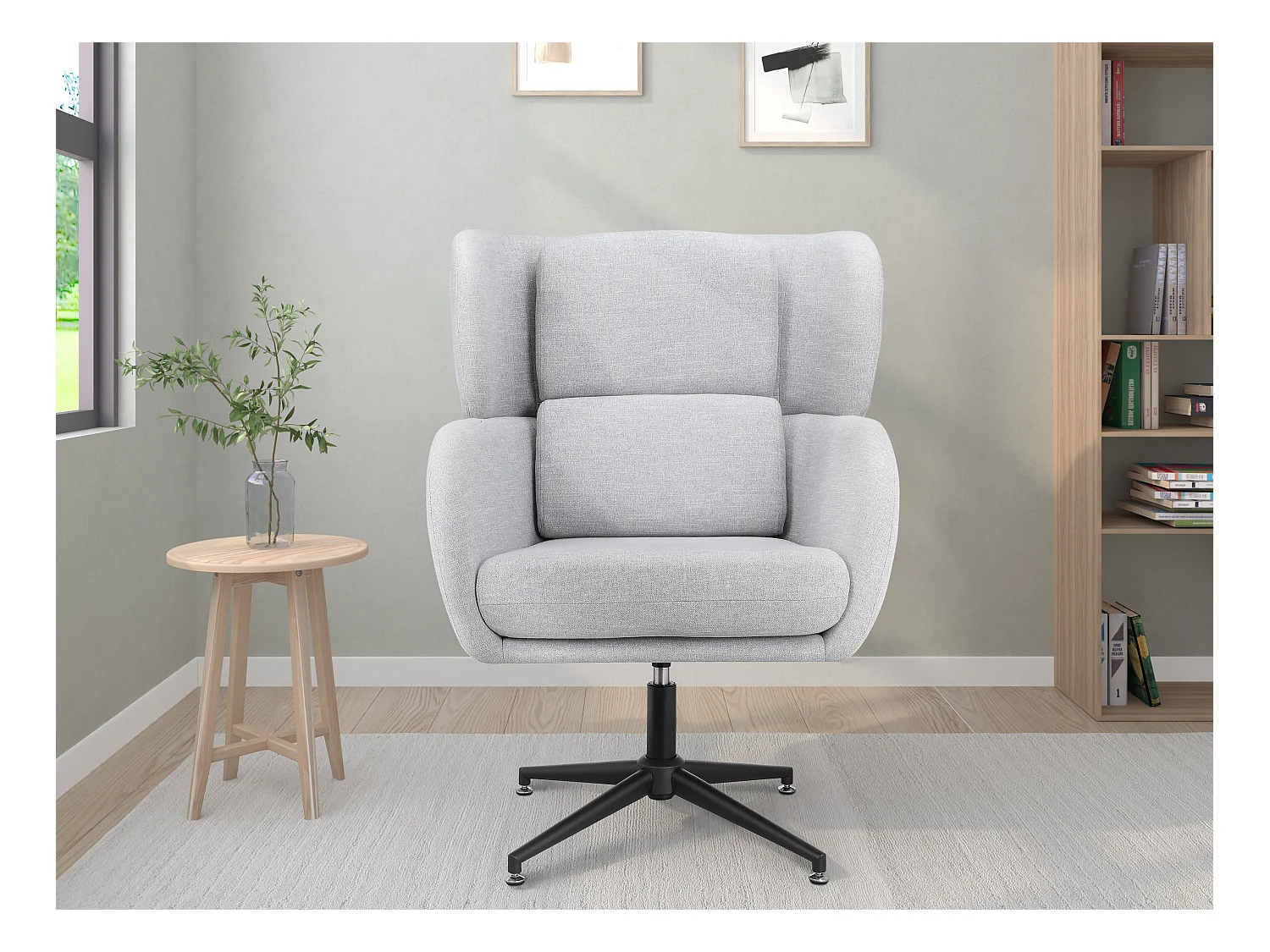 Vanessa-Bureaustoel in fluweel lichtgrijs