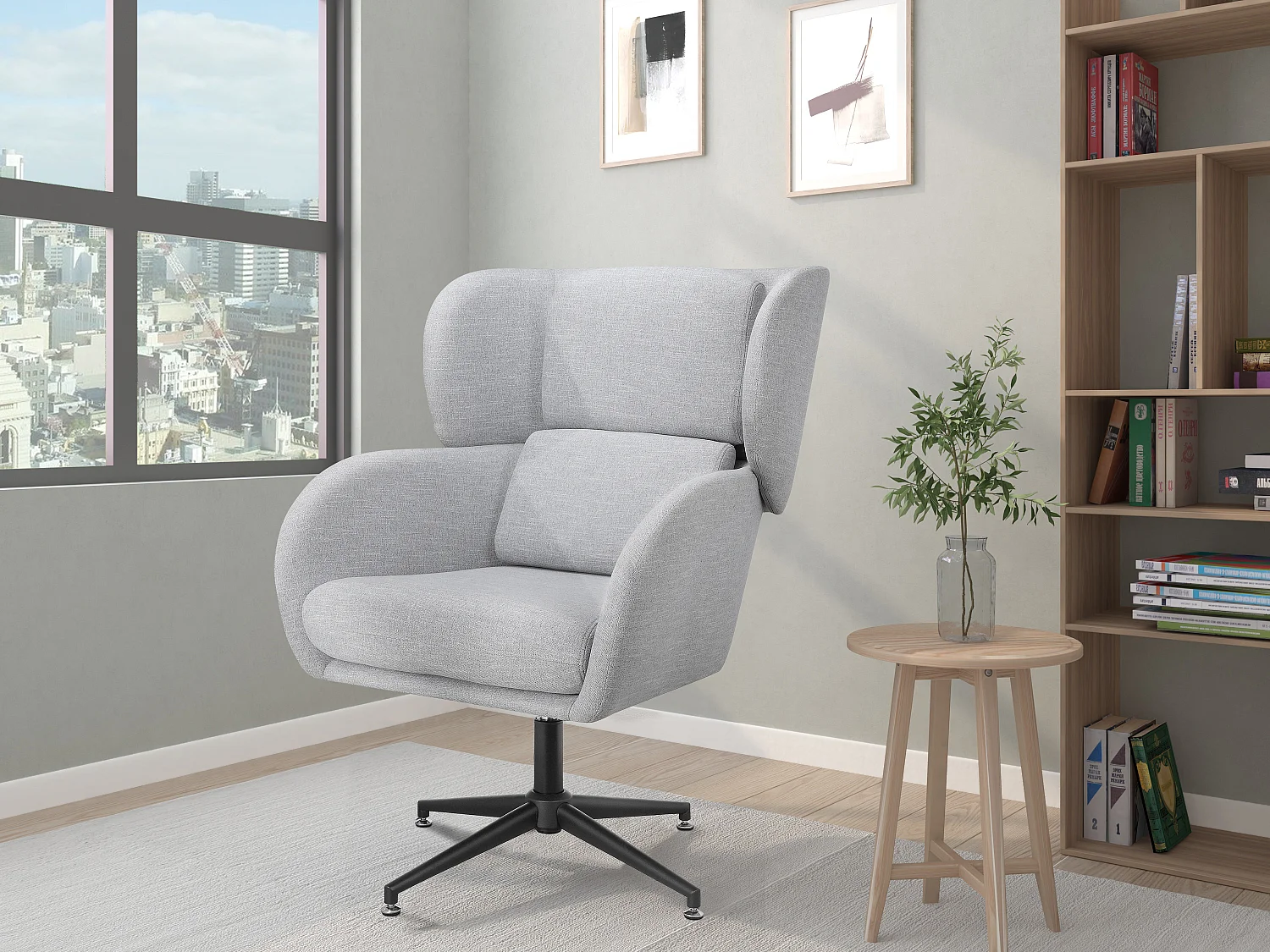 Vanessa | Chaise pivotante en velours gris